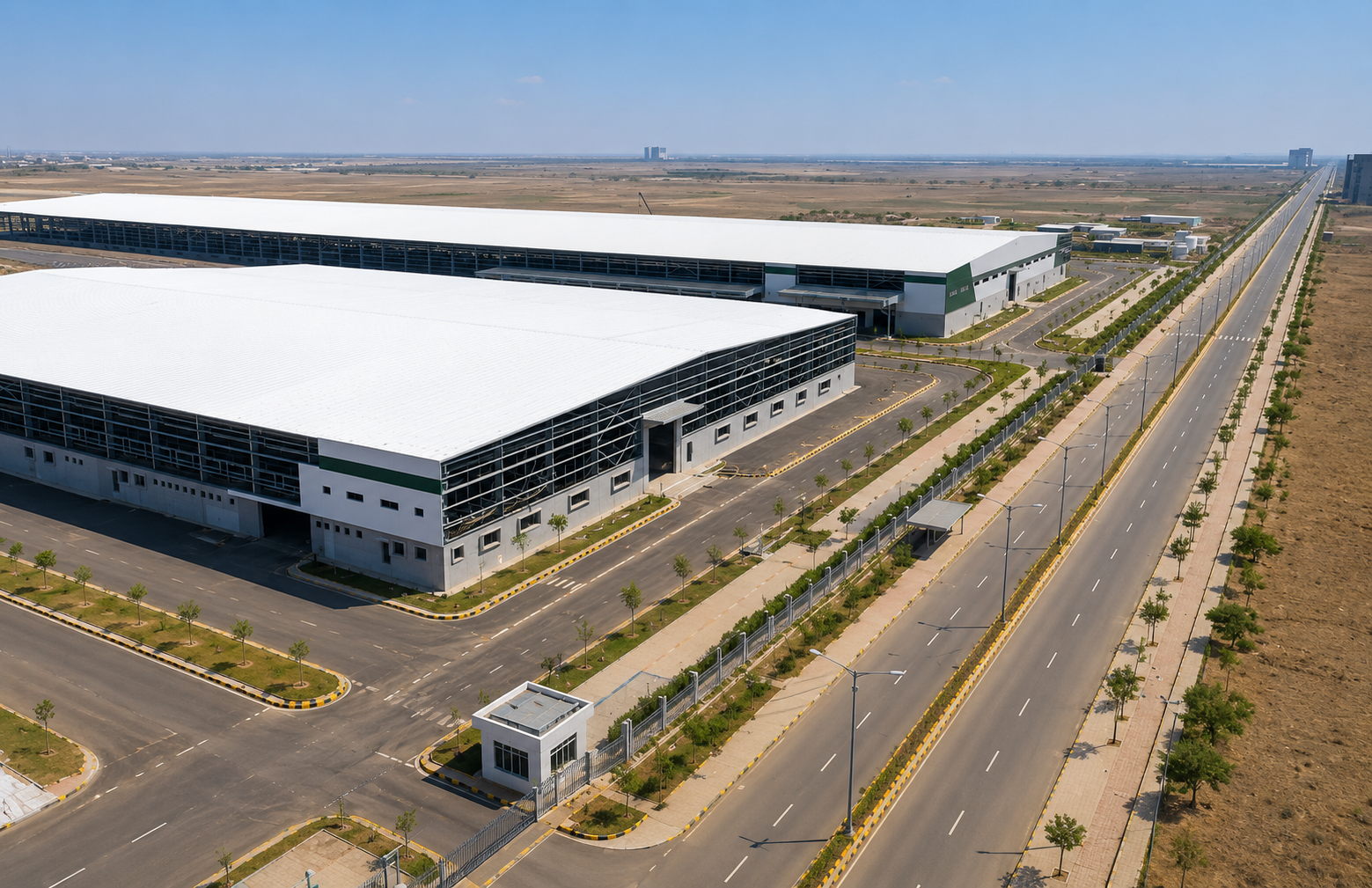 ReNew Photovoltaics Dholera plant with surrounding infrastructure